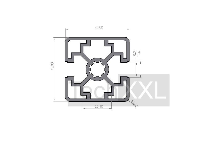 ▷ Perfil 40x40 2N180° Tipo-I ranura 8